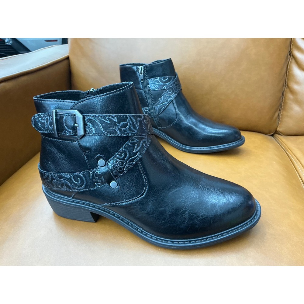 Alegria Millie Ankle Boots Womens 10.5-11 Black Leather Embroidered New